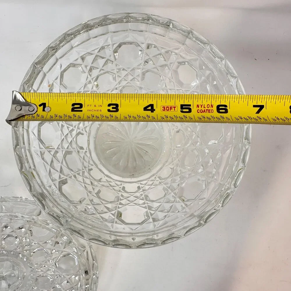 Vintage Lead Diamond Cut Mini Ice Bucket Barware Glass Biscuit Jar 6.25 x 6.5